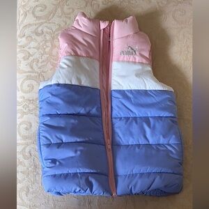 Puma Kids Puffer Pink Blue Vest XXS 3/4